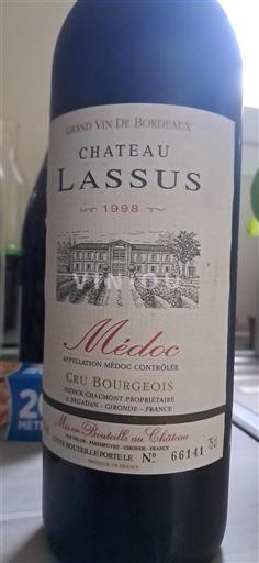 Bordeaux Médoc Cru Bourgeois Château Lassus 1998