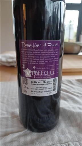 Bordeaux Ikke specificeret Le Grand Marand Rouge Léger et Fruité 2023