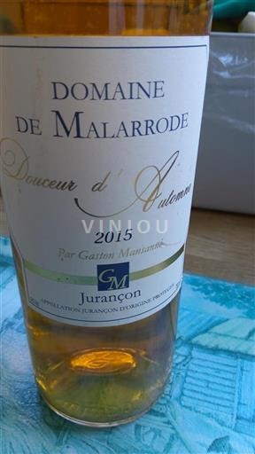 Sudoeste Jurançon Domaine Malarrode Douceur d'Automne 2015