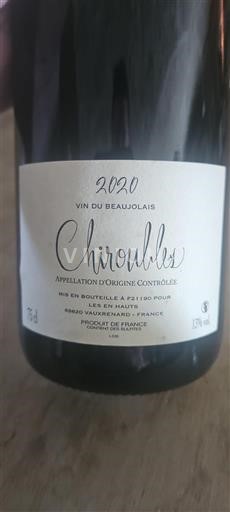 Beaujolais Chiroubles Les En Hauts 2020