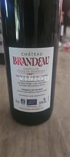Bordeaux Castillon Côtes de Bordeaux Château Brandeau 2019