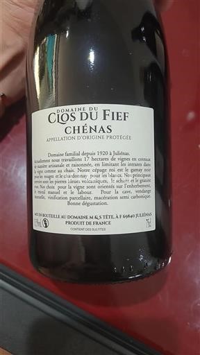 Vin Rouge sec Domaine Clos du Fief 2023 France Beaujolais Chénas AOC