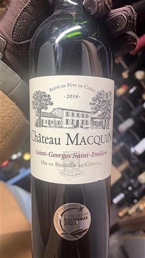 Bordeaux Saint-Georges-Saint-Émilion Château Macquin 2018