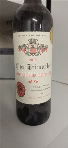 Bordeaux Saint-Émilion Grand Cru Grand Cru Clos Trimoulet 2015