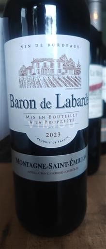 Vin Rouge sec Baron de Labarde 2023 France Bordeaux Montagne-saint-émilion AOC