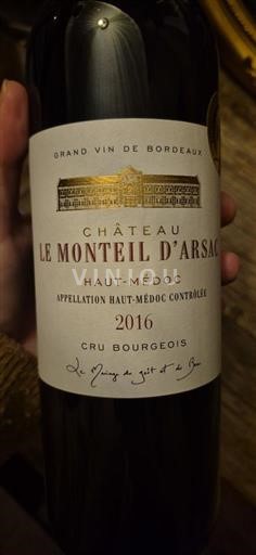 Bordeaux Haut-Médoc Cru Bourgeois Château Le Monteil Arsac 2016