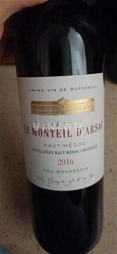 Burdeos Haut-Médoc Cru Bourgeois Château Le Monteil Arsac 2016