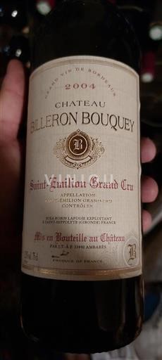 Bordeaux Saint-Émilion Grand Cru Château Billeron Bouquey 2004