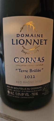 Vale do Ródano Cornas Domaine Lionnet Terre Brûlée 2022