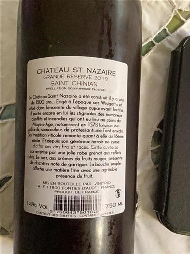 Languedoc Saint-Chinian Château St Nazaire Grande Reserve 2019