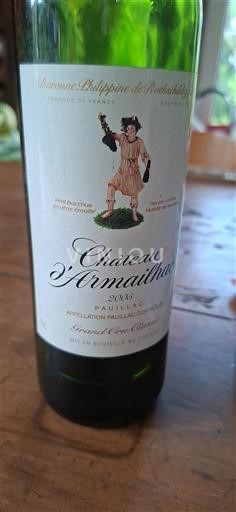 Bordéus Pauillac Grand Cru Classé Château Armailhac 2005