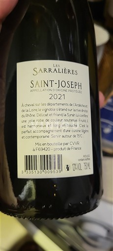 Vale do Ródano Saint-Joseph Les Sarralières 2021