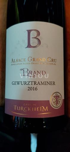 Vin Blanc sec Brand Cave de Turckheim 2016 France Alsace Alsace Grand Cru AOC Grand Cru