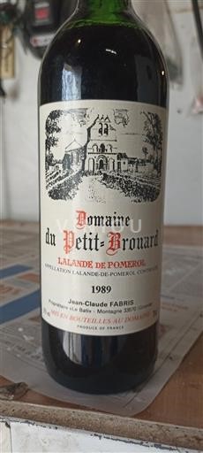 Bordeaux Lalande-de-pomerol Domaine Petit-Brouard 1989