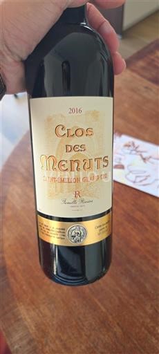 Burdeos Saint-Émilion Gran Cru Grand Cru Clos des Menuts 2016