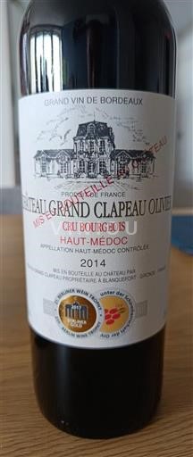 Vin Rouge sec Château Grand Clapeau Olivier 2014 France Bordeaux Haut-Médoc AOC Cru Bourgeois