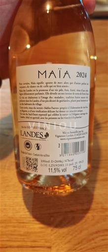 Vin Rosé sec Maïa Vignerons Landais 2024 France Aquitaine et Charentes Landes IGP