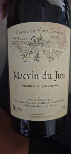 Jura Macvin du Jura Caveau du Vieux Pressoir Ei vuosikertaa