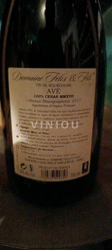 Burgundi Burgundin rinteet Domaine Félix & Fils AVE 2017
