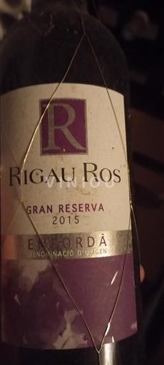 Cataluña Empordà Rigau Ros Gran Reserva 2015