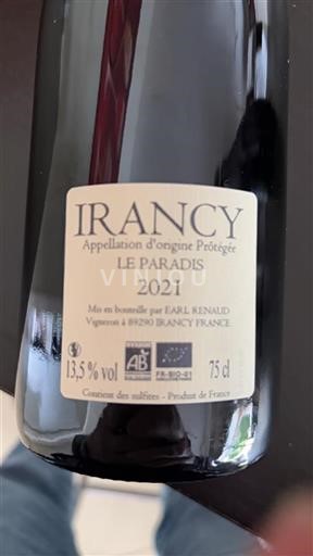 Borgoña Irancy EARL Renaud Le Paradis 2021