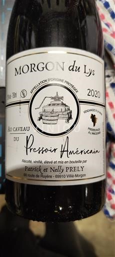 Beaujolais Morgon Pressoir Américain Morgon du Lys 2020