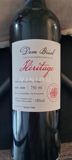 Roussillon Côtes du Roussillon Villages Dom Brial Héritage 2020