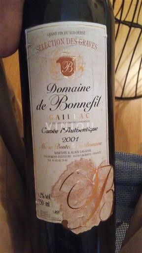 Southwest Gaillac Domaine Bonnefil l'Authentique 2001