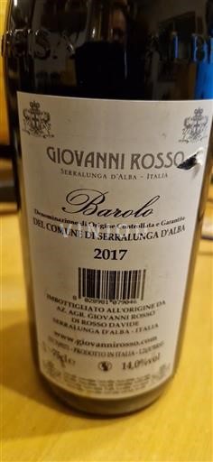 Piemonte Barolo Giovanni Rosso del Comune di Serralunga d'Alba 2017