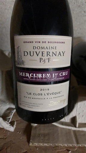 Borgoña Mercurey Premier Cru Domaine Duvernay Le Clos L'Evêque 2019