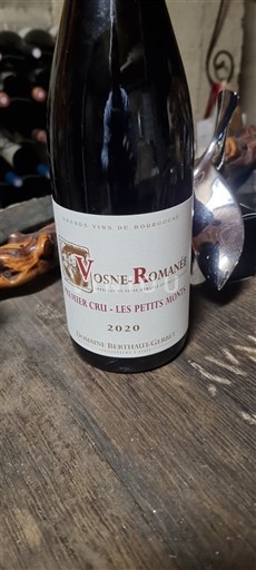 Bourgogne Vosne-romanée Premier Cru Domaine Berthaut-Gerbet Les Petits Monts 2020