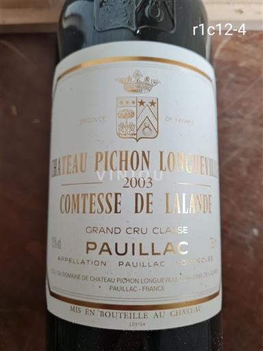 Bordéus Pauillac Grand Cru Château Pichon Longueville Comtesse de Lalande 2003