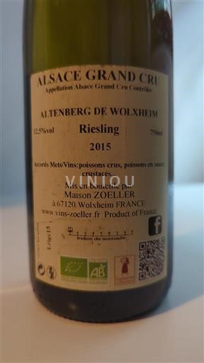 Alsace Alsace Grand Cru Grand Cru Maison Zoeller Altenberg de Wolxheim 2015