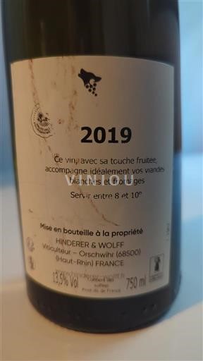 Alsacia No especificado Grand Cru Hinderer & Wolff 2019