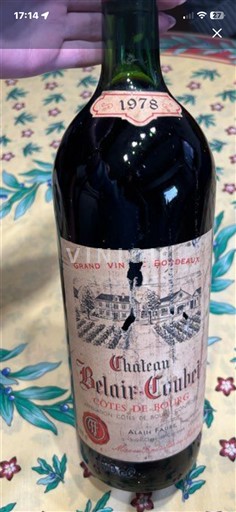 Bordeaux Côtes-de-bourg Château Belair Coubet 1978