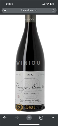 Burgundi Chassagne-Montrachet Grand Cru Marc Colin Vieilles Vignes 2022