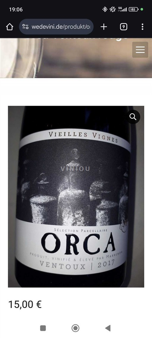 Rhônedalen Ventoux Marrenon Orca Vieilles Vignes 2017