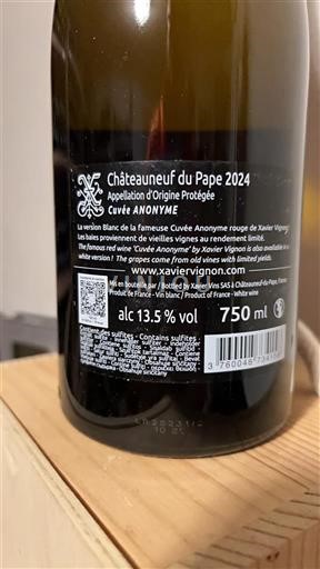 Rhônedalen Châteauneuf-du-Pape Xavier Vignon Anonyme 2024