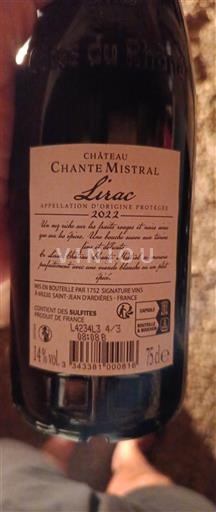 Valle del Rodano Lirac Château Chante Mistral 2022