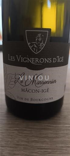 Bourgogne Mâcon och Mâcon-Villages Les Vignerons Igé Le Marronnier Icke årgångsbetecknad