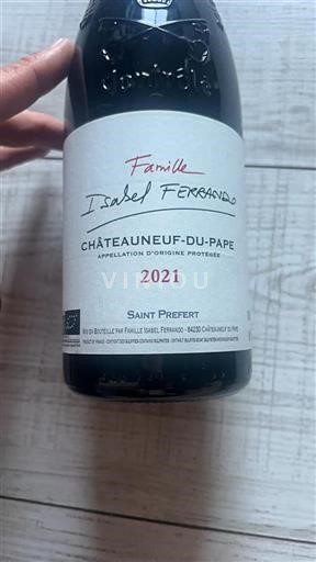 Vin Rouge sec Famille Isabel Ferrando 2021 France Vallée du Rhône Châteauneuf-du-pape AOC bio