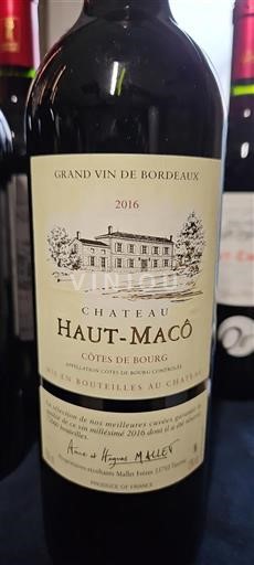 Bordeaux Côtes-de-bourg Château Haut-Macô 2016