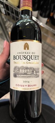 Bordeaux Côtes de Bourg Château Bousquet Tholus du Colombier 2014
