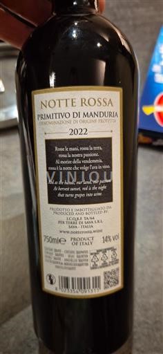 Pouilles Primitivo di Manduria Notte Rossa 2022