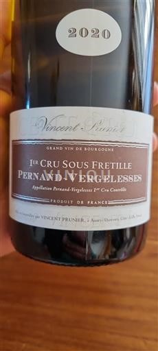 Burgund Pernand-Vergelesses Premier Cru Vincent Prunier Sous Fretille 2020