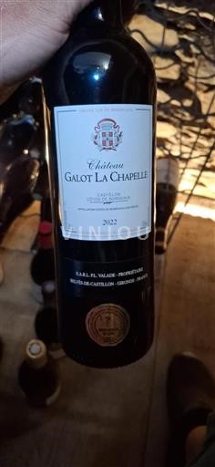 Bordeaux Castillon Côtes de Bordeaux Château Galot La Chapelle 2022