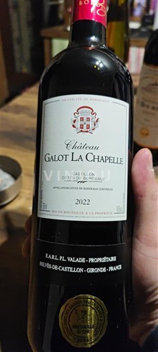 Bordeaux Castillon-côtes-de-bordeaux Château Galot La Chapelle 2022