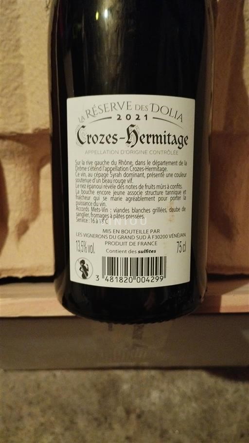 Valle del Rodano Crozes-Hermitage La Réserve des Dolia 2021