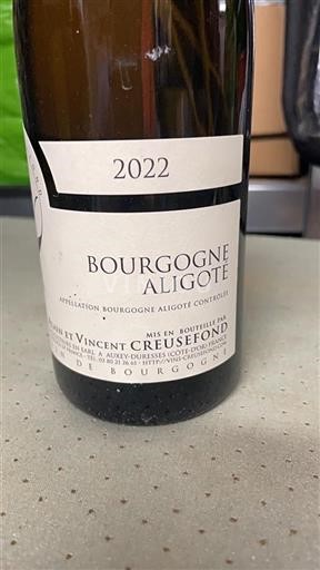 Vin Blanc sec Alain et Vincent Créusefond 2022 France Bourgogne Bourgogne-aligoté AOC