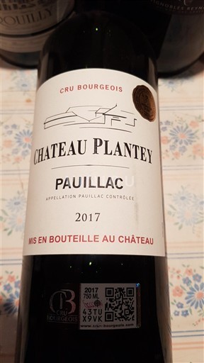 Bordeaux Pauillac Cru Bourgeois Château Plantey 2017
